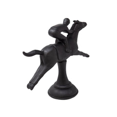 Black Horse & Jockey Figurine