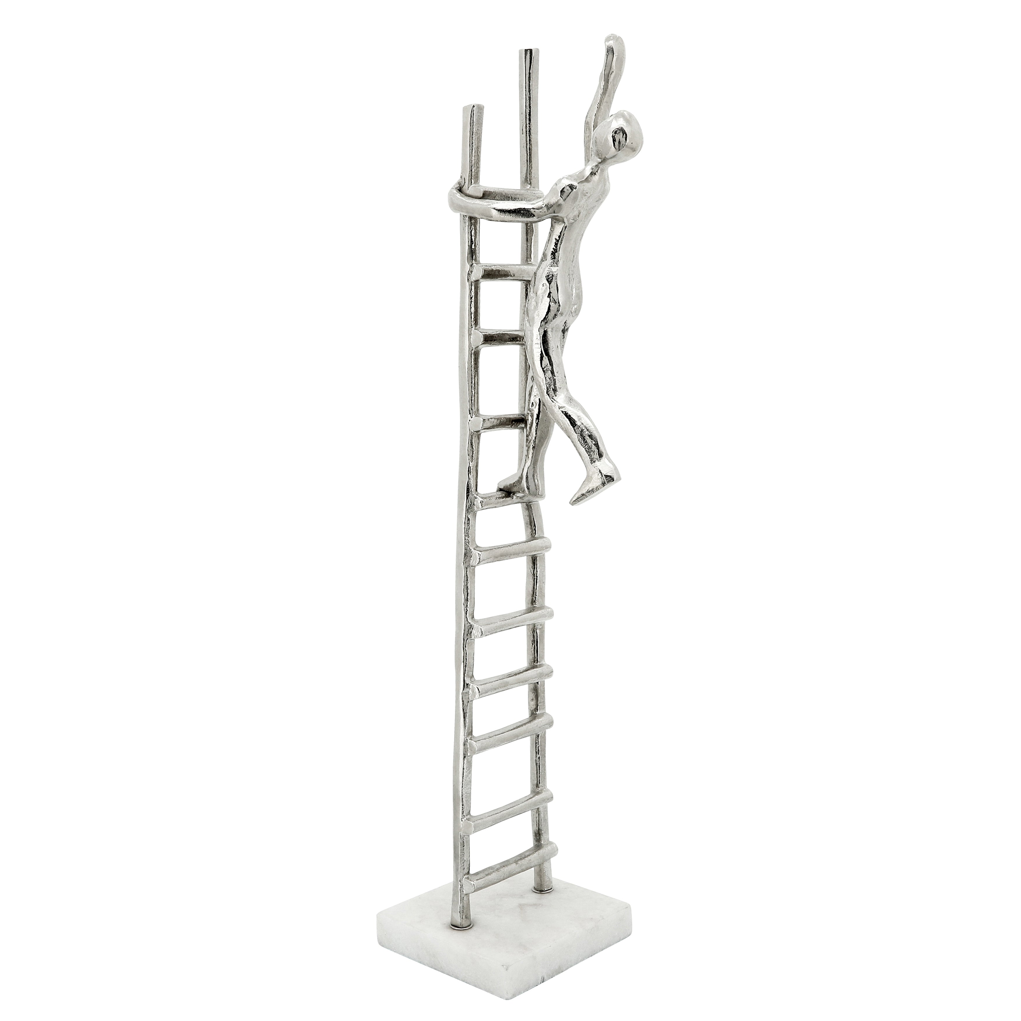 Silver Ladder Sculpture, Person Climbing