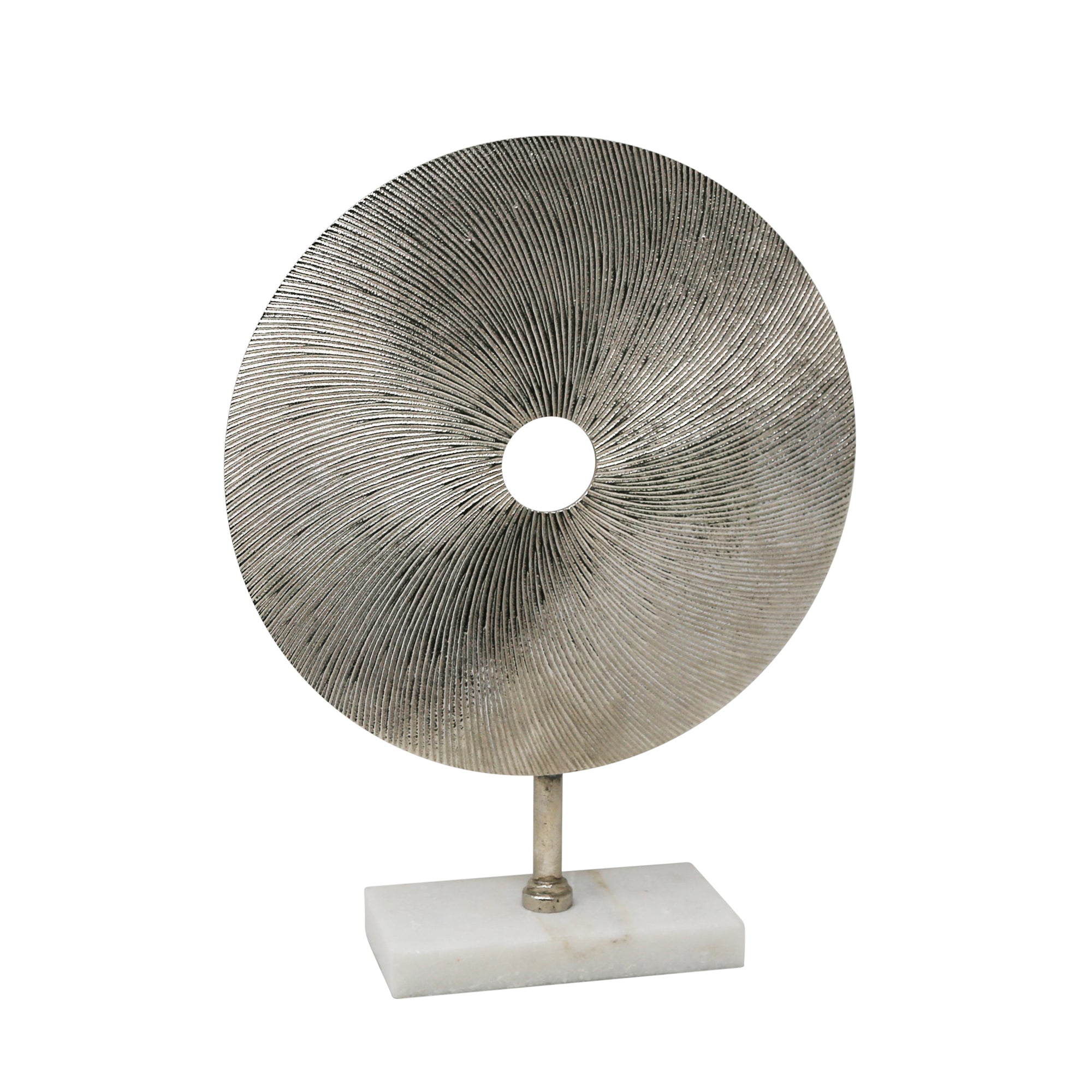 Silver Metal Disk On Stand 18"
