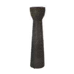 Ceramic 16" Bead Candle Holder Black/Gold