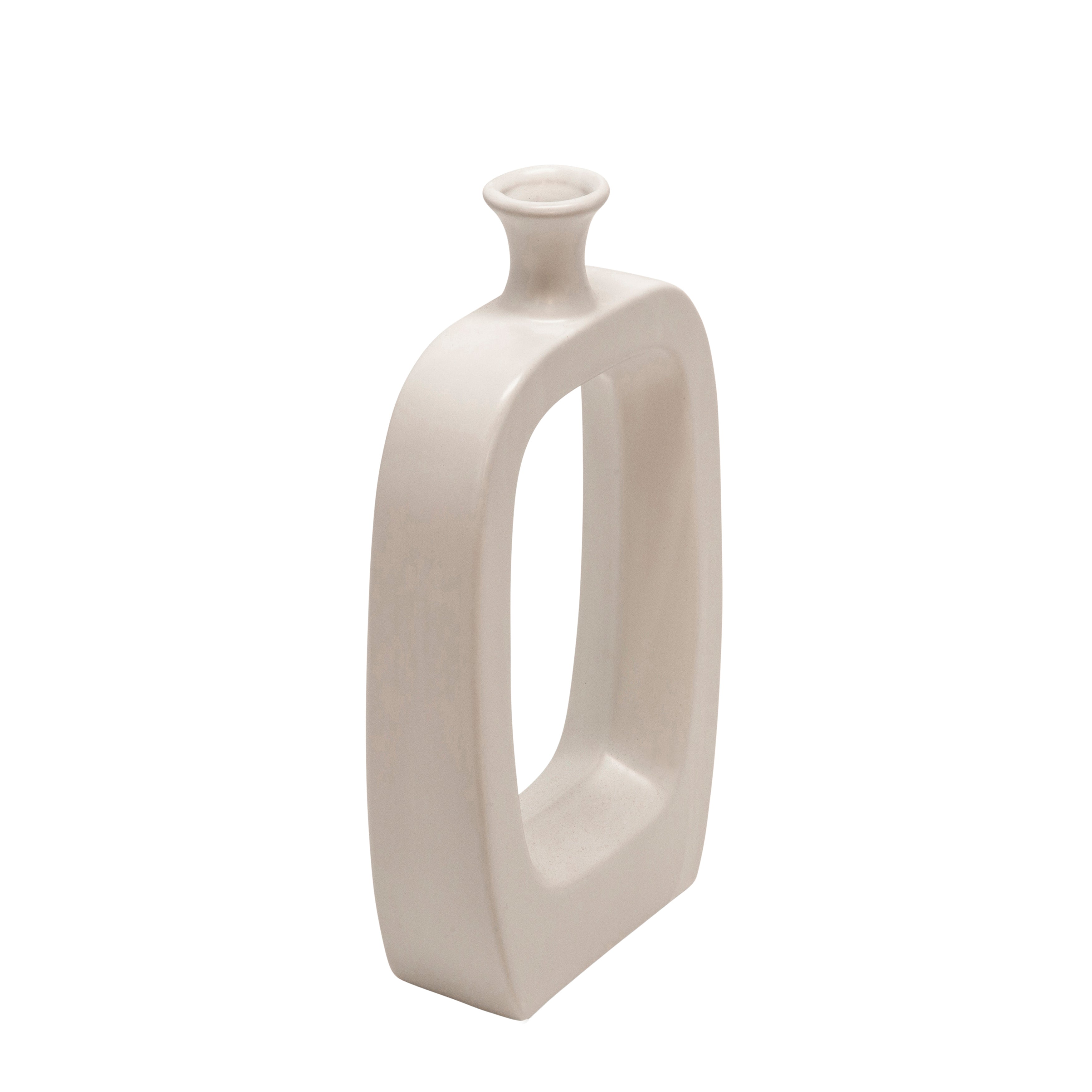 14" Vase W/Cutout, White