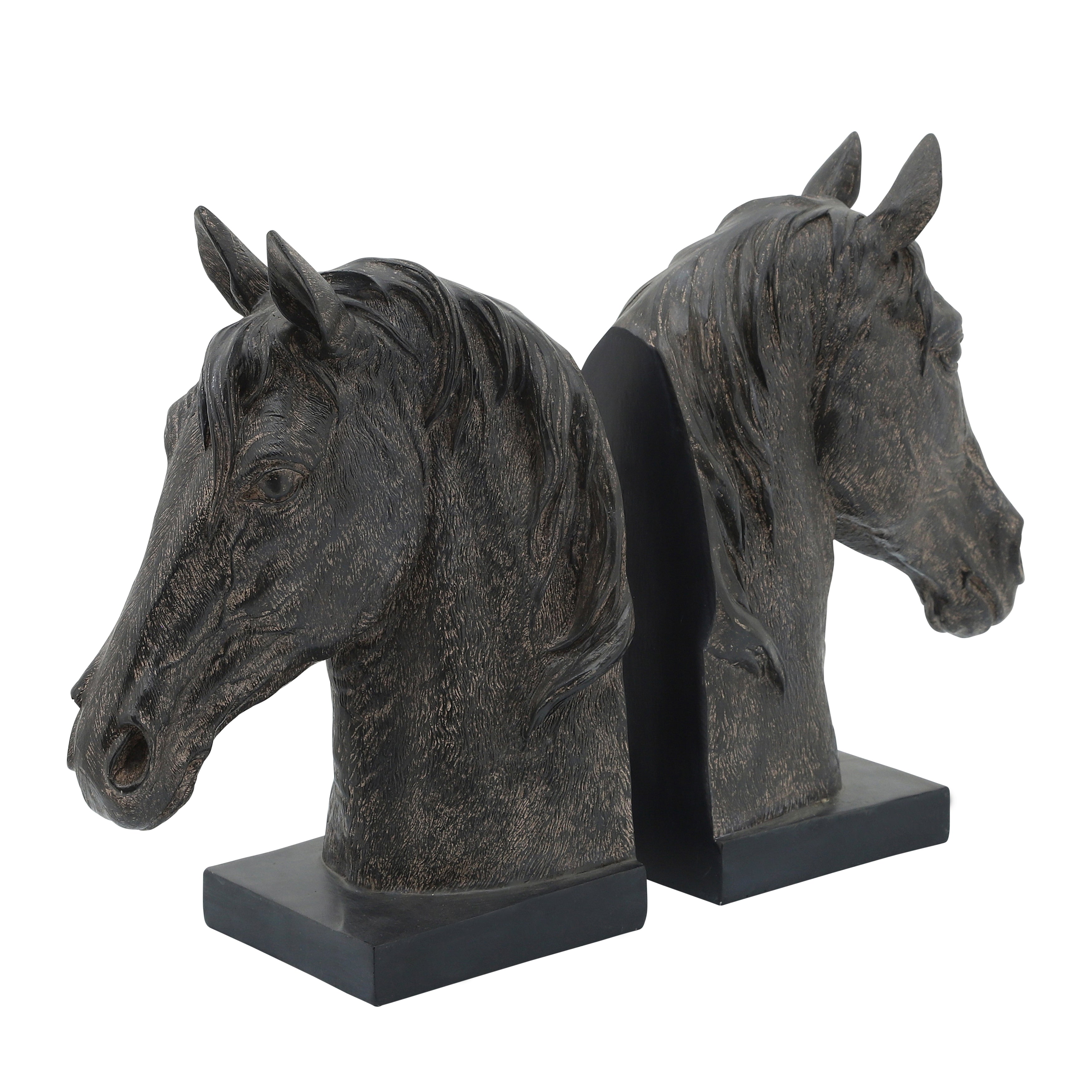 S/2 Resin 11" Horse Head Bookends, Rust