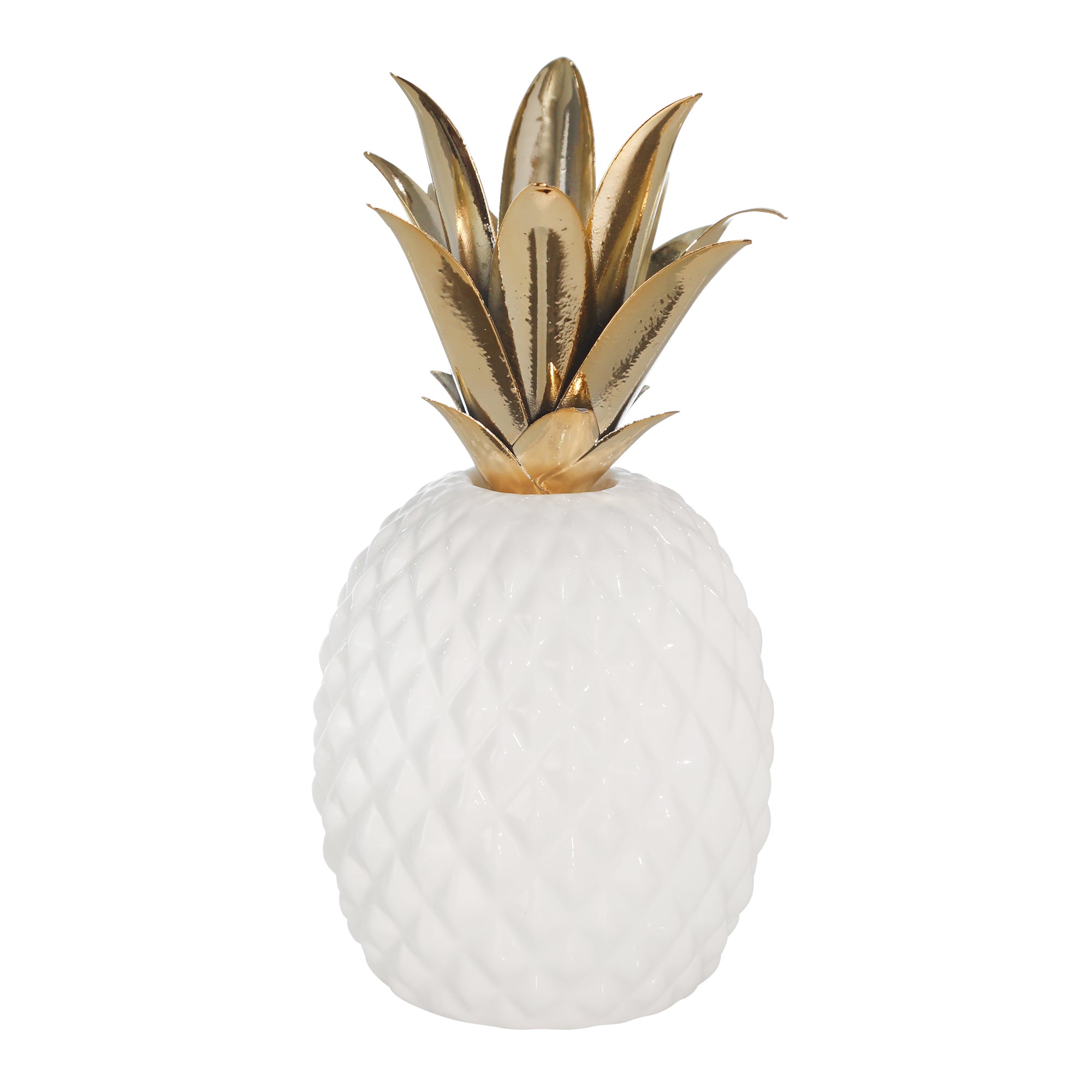 Ceramic / Metal 11" Pineapple,White