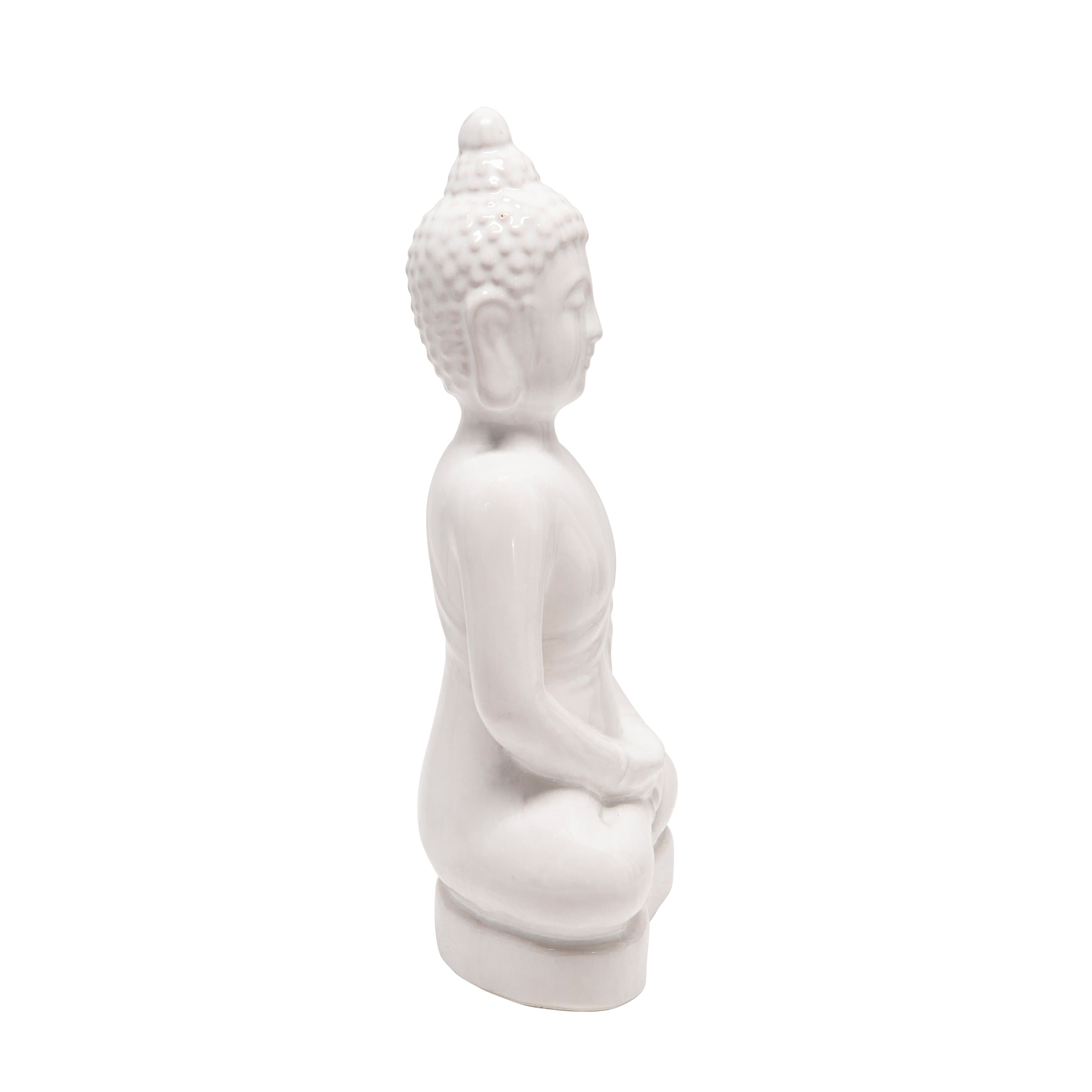 Ceramic 18" Buddha Figurine, White