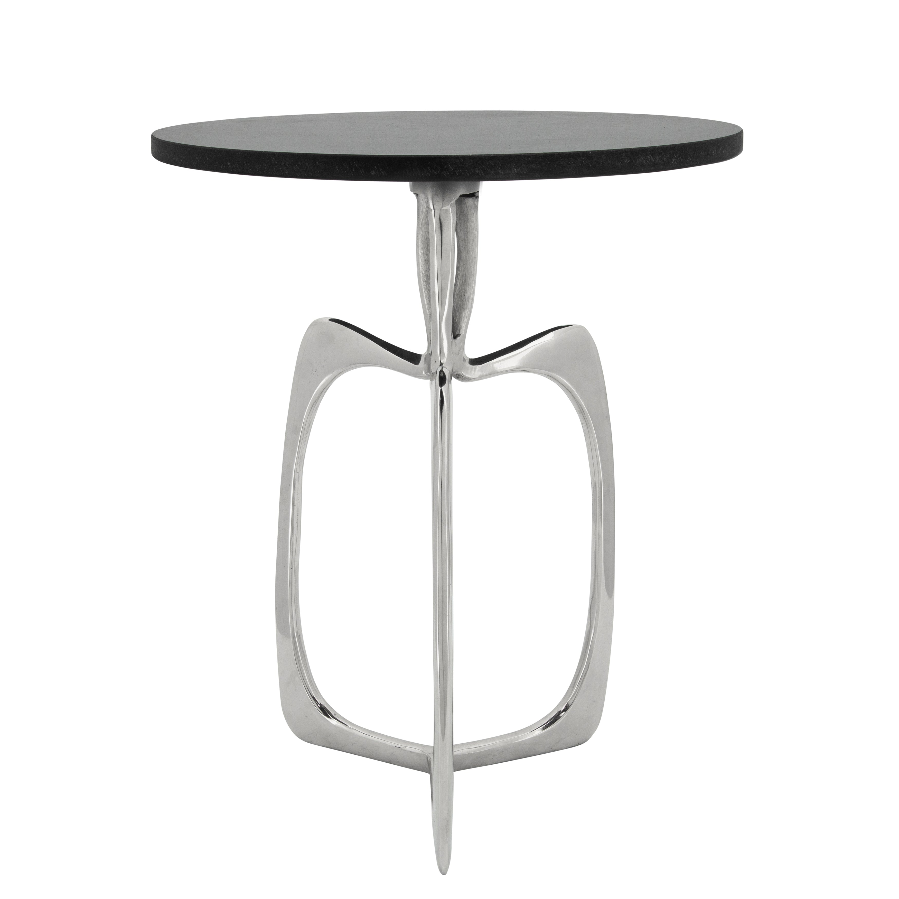 20" Accent Table W/ Black Marble, Nickel