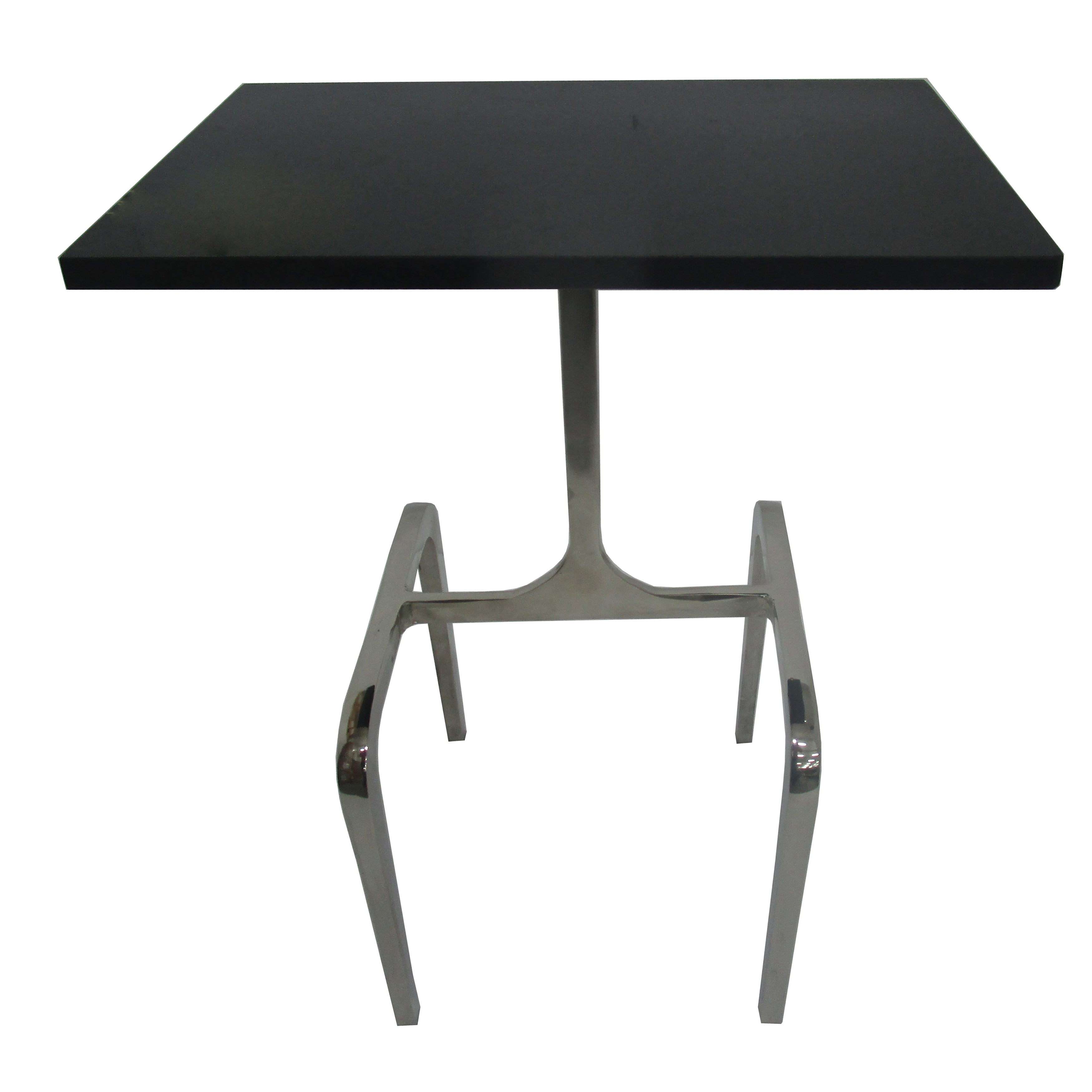 22" 4-Legged Accent Table, Black Marble, Nickel