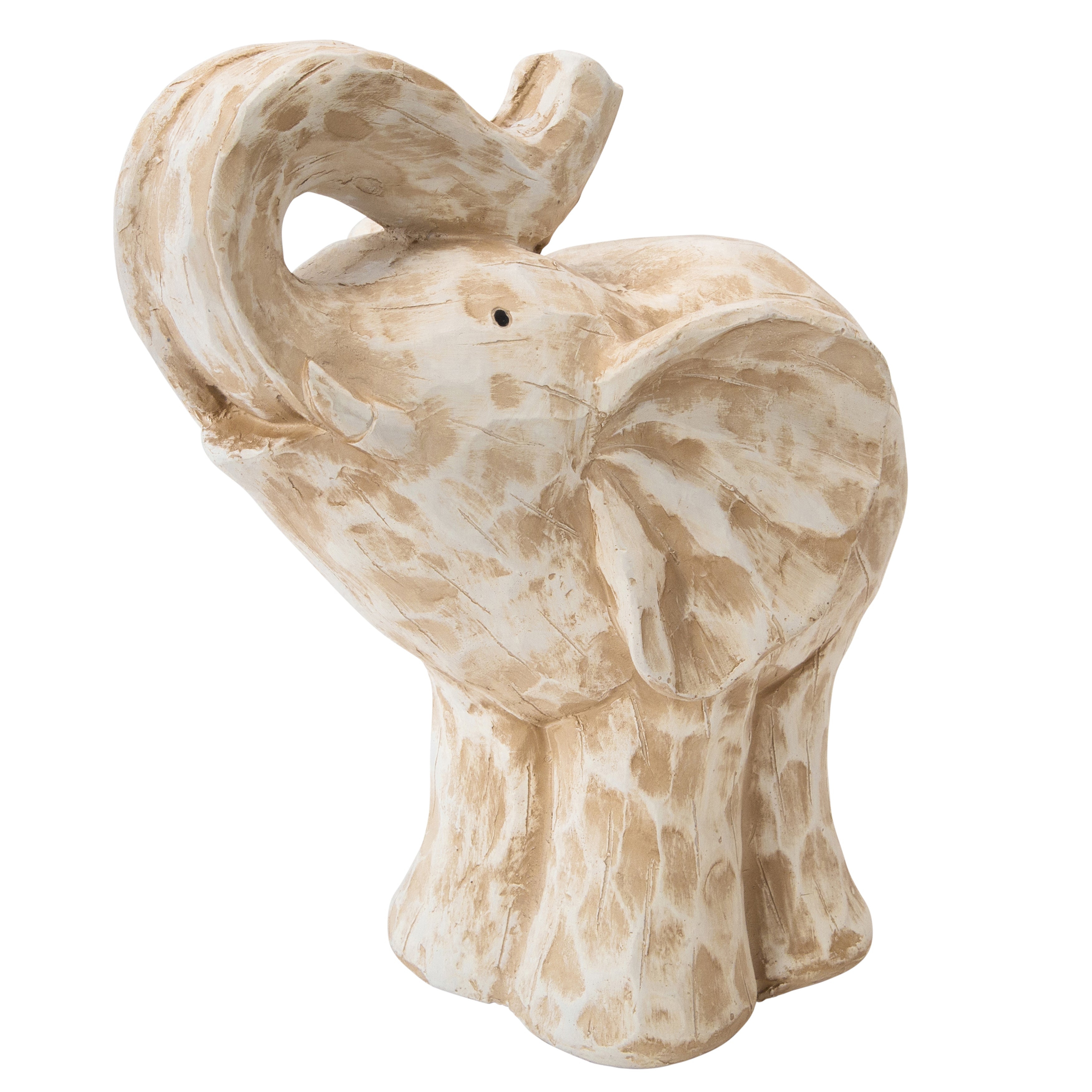 Polyresin 16" Elephant Figurine, White