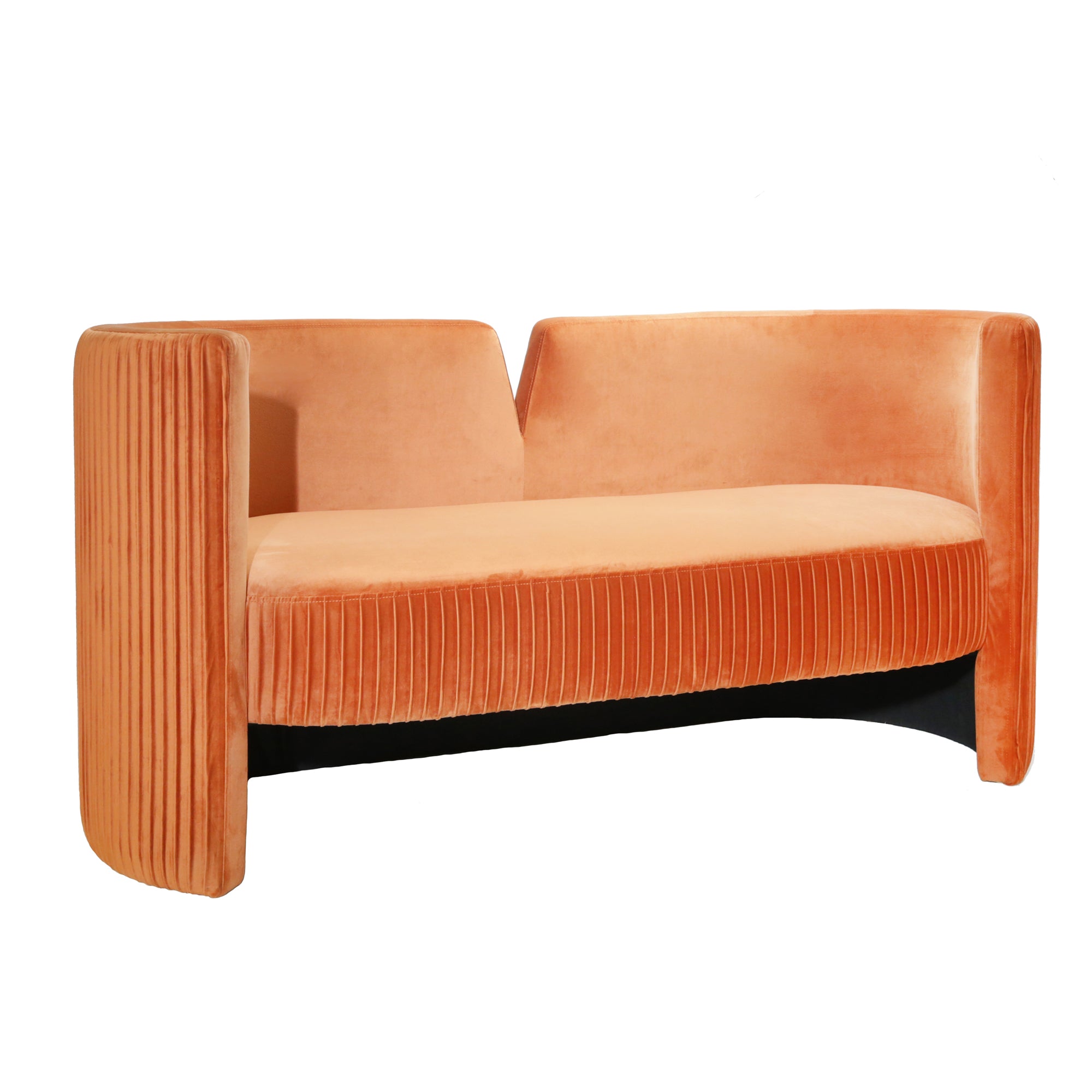 Pleated Velveteen Sofa, Rust