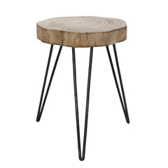 Wood/Metal 16" Stool, Brown/Black