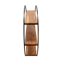 Round 31.5" Wood/Metal Wall Shelf, Brown
