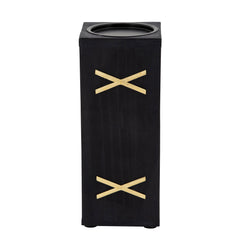 Wood 10" Pillar Holder, Black