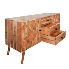 30" Wood Console Table W/ 3 Drawers, Brown Kd