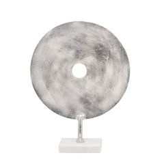 18" Disc On Marble Base, Silver
