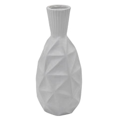 16"H Textured Olpe Vase, White