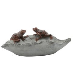 Resin 13" Bird Feeder W/ Frogs, Gray
