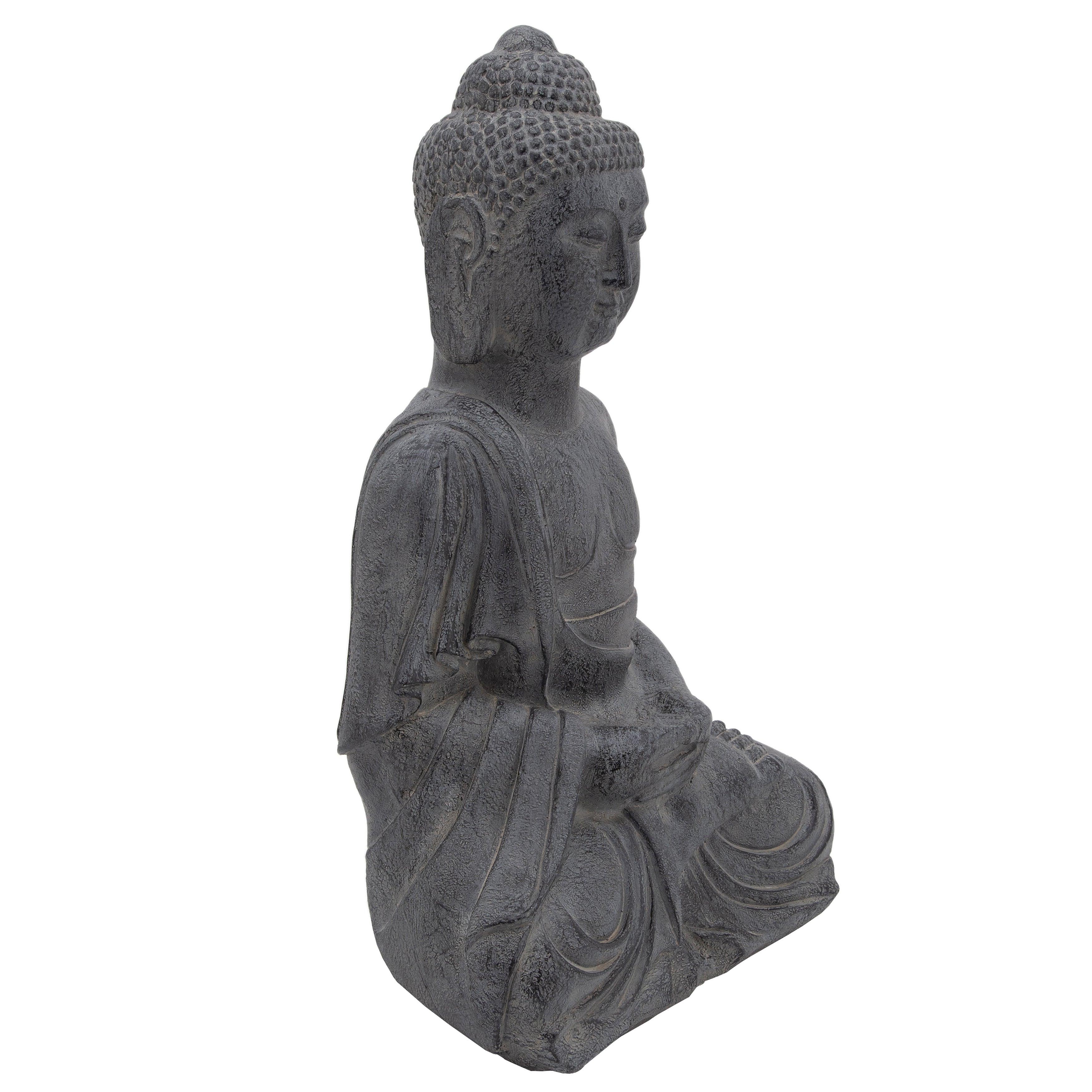 Resin, 23'H Sitting Buddha, Gray