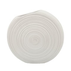 11"H Oval Swirled Vase, White
