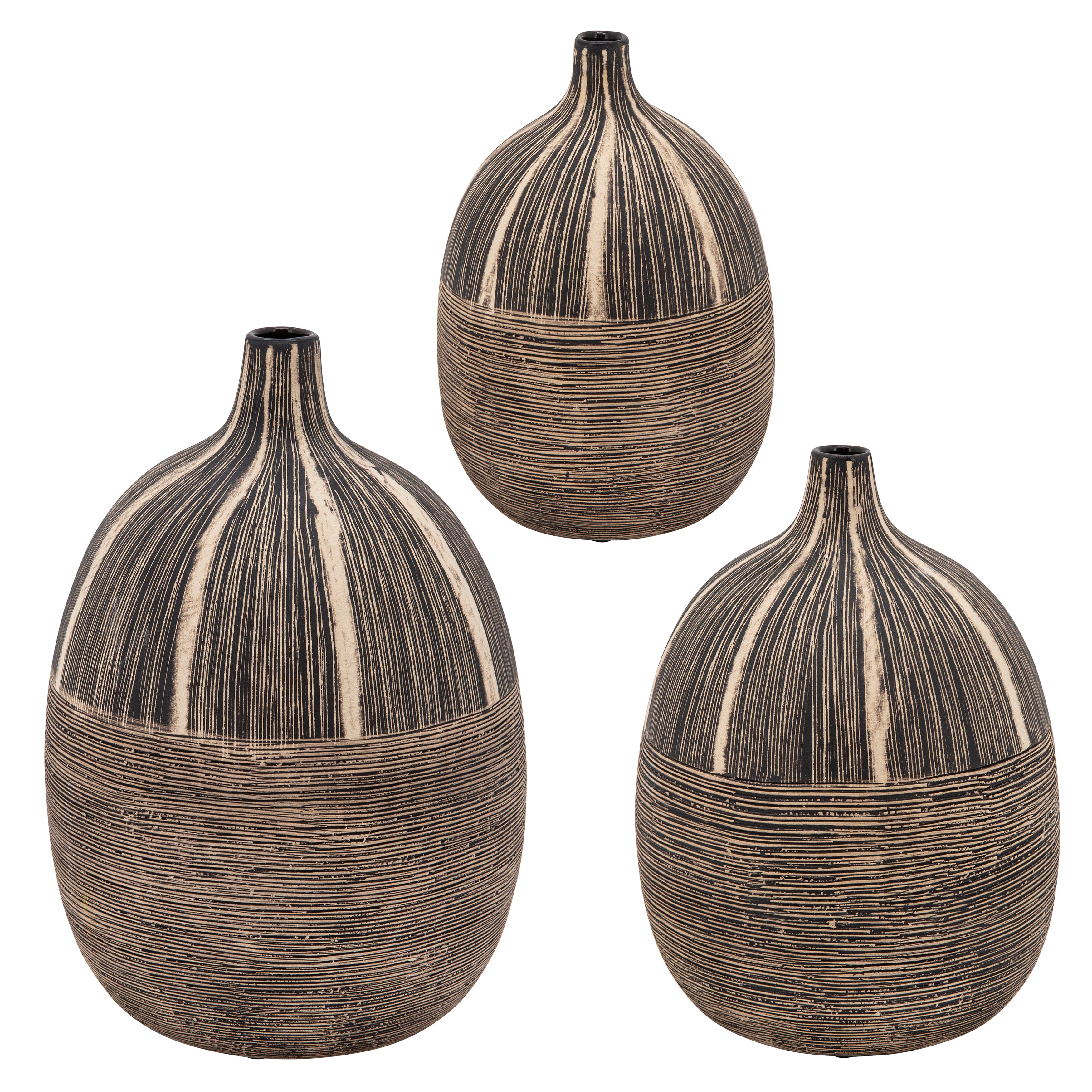 9"H Tribal Vase, Brown