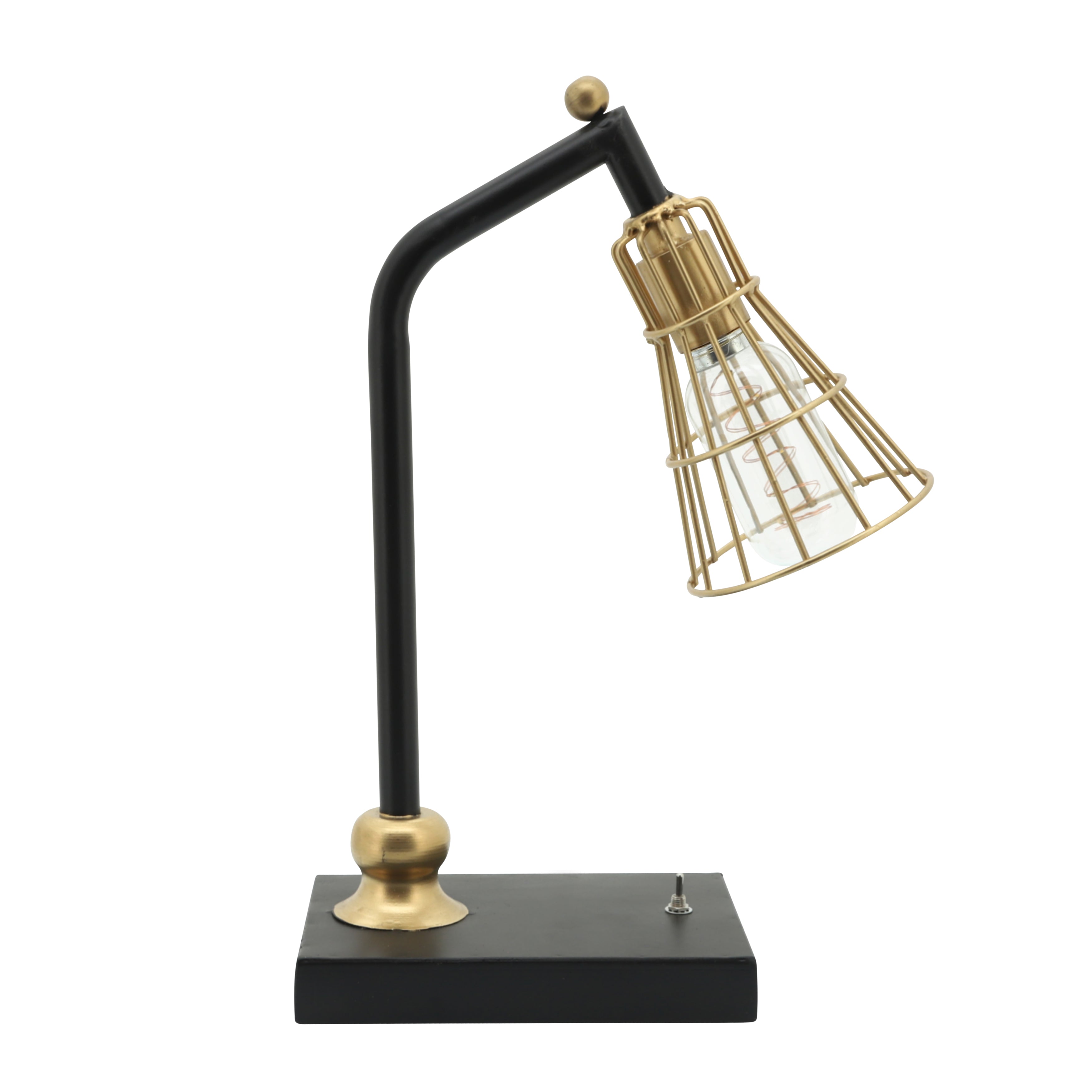 Industrial Metal Table Led Lamp, Black W/ Gold