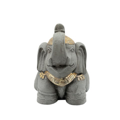 Resin, 14"H Kneeling Elephant, Gray