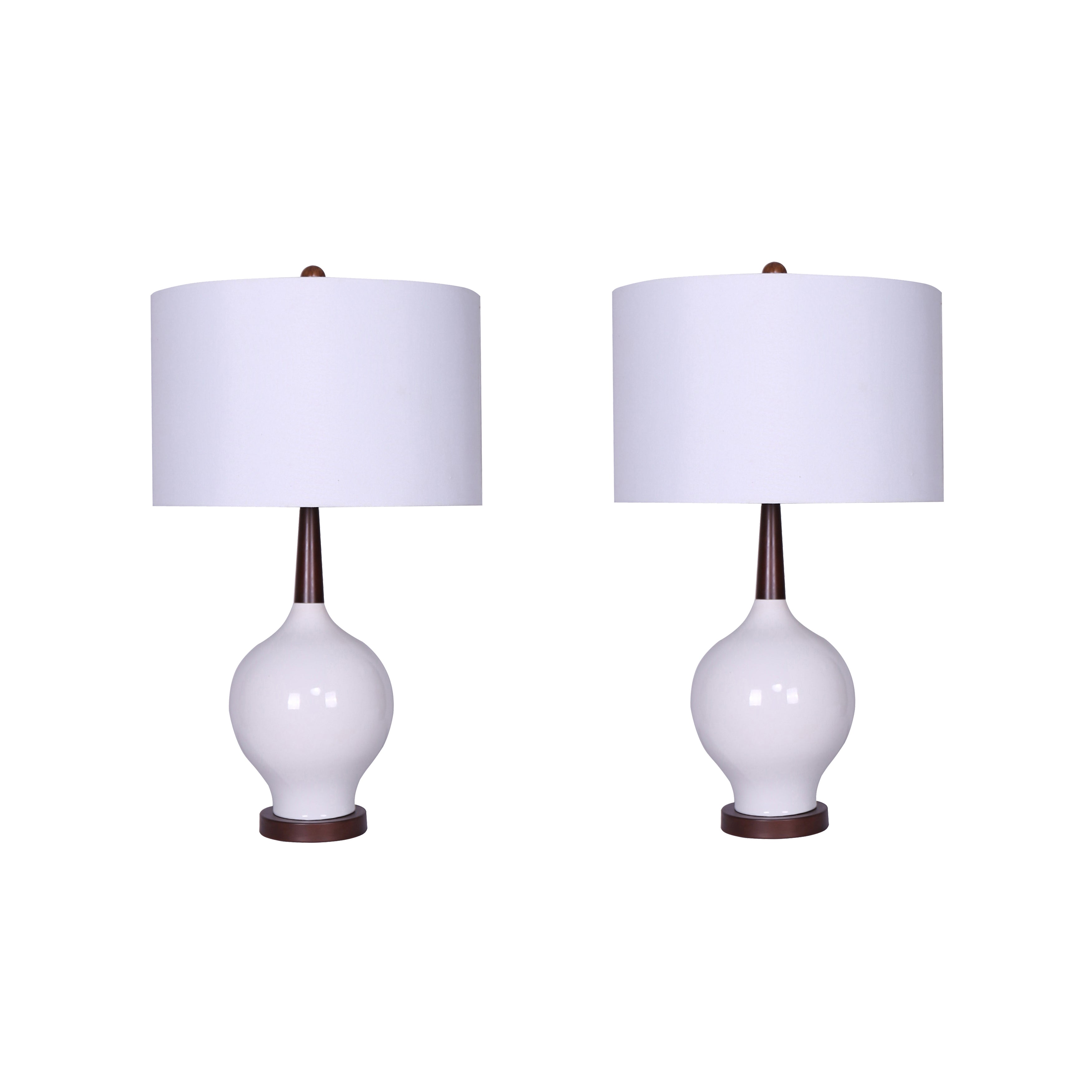 S/2 27.5" Ceramic Table Lamps, White