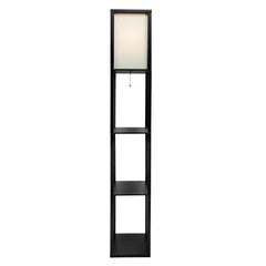 62.5“ Wood Etagere / Floor Lamp, Black