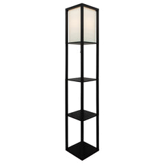 62.5“ Wood Etagere / Floor Lamp, Black