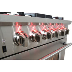 FORNO 48" Capriasca Professional Stainless Steel Free Standing Dual Fuel Range 8 Italian Burners Griddle Top Convection Oven FFSGS6187-48