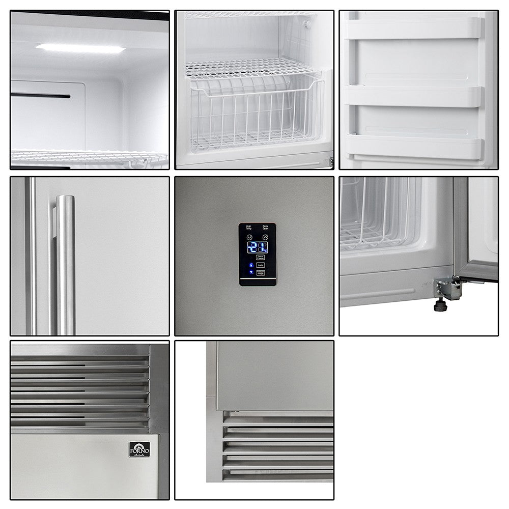 FORNO Rizzuto 60" Professional Refrigerator and Freezer Built-in Look With Decorative Grill FFFFD1933-60S