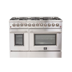 FORNO Galiano Italian Professional 48" Freestanding Electric Dual Fuel Range Stainless Steal 8 Burner Double Oven With Griddle FFSGS6156-48