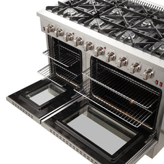 FORNO Galiano Professional 48" Freestanding Gas Range 8 Burner Double Oven With Griddle FFSGS6244-48