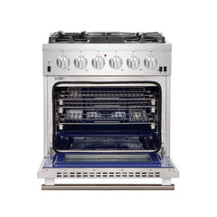 FORNO 30" Capriasca Professional Stainless Steel Free Standing Gas Range With 5 Burner Convection Oven FFSGS6260-30