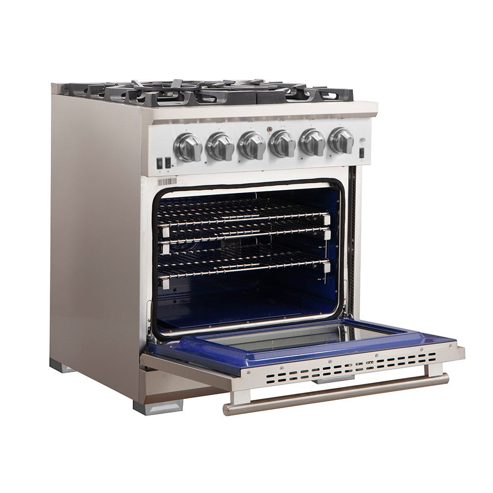 FORNO 30" Capriasca Professional Stainless Steel Free Standing Gas Range With 5 Burner Convection Oven FFSGS6260-30