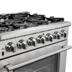 FORNO 36" Capriasca Professional Stainless Steel Free Standing Gas Range Italian 6 Burner Convection Oven FFSGS6260-36