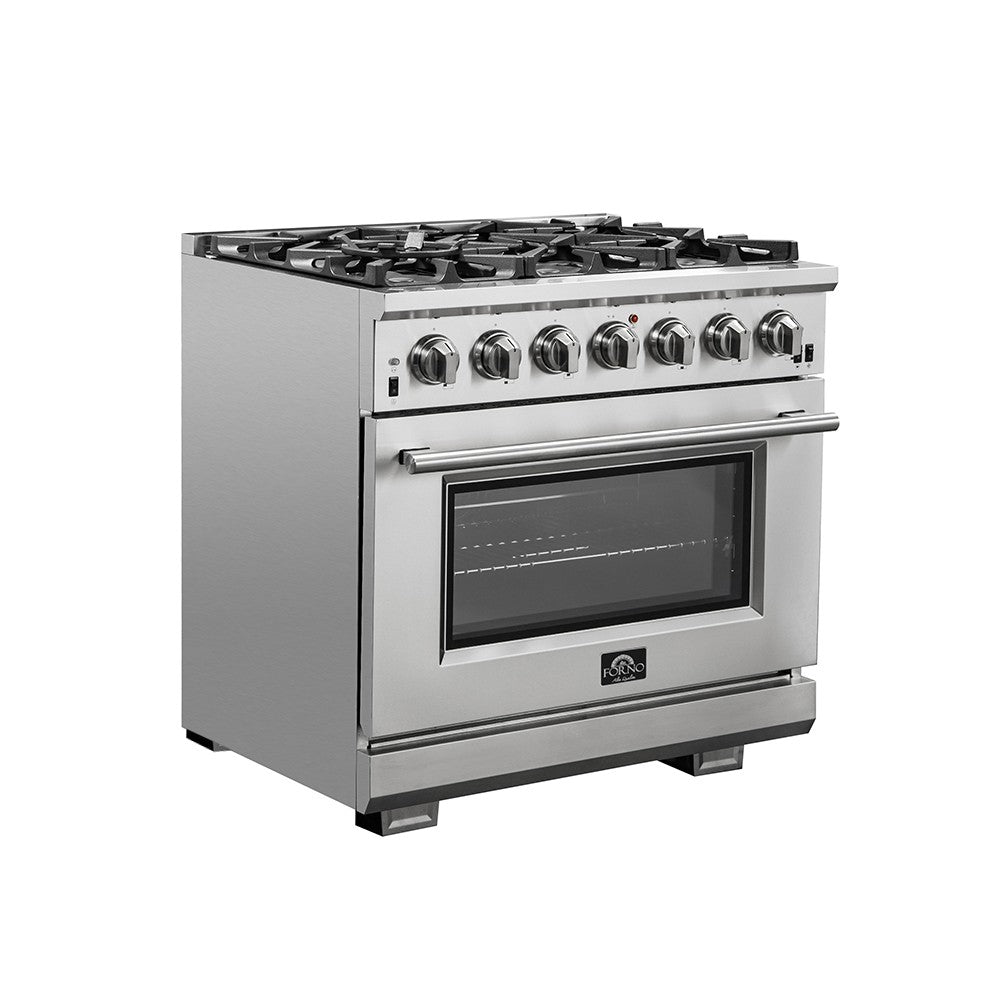 FORNO 36" Capriasca Professional Stainless Steel Free Standing Gas Range Italian 6 Burner Convection Oven FFSGS6260-36