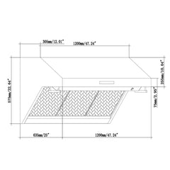 FORNO Savona 30", 36", or 48" Stainless Steel Wall Mount Canopy Range Hood With Red Light Warmer With Shelf And Backsplash