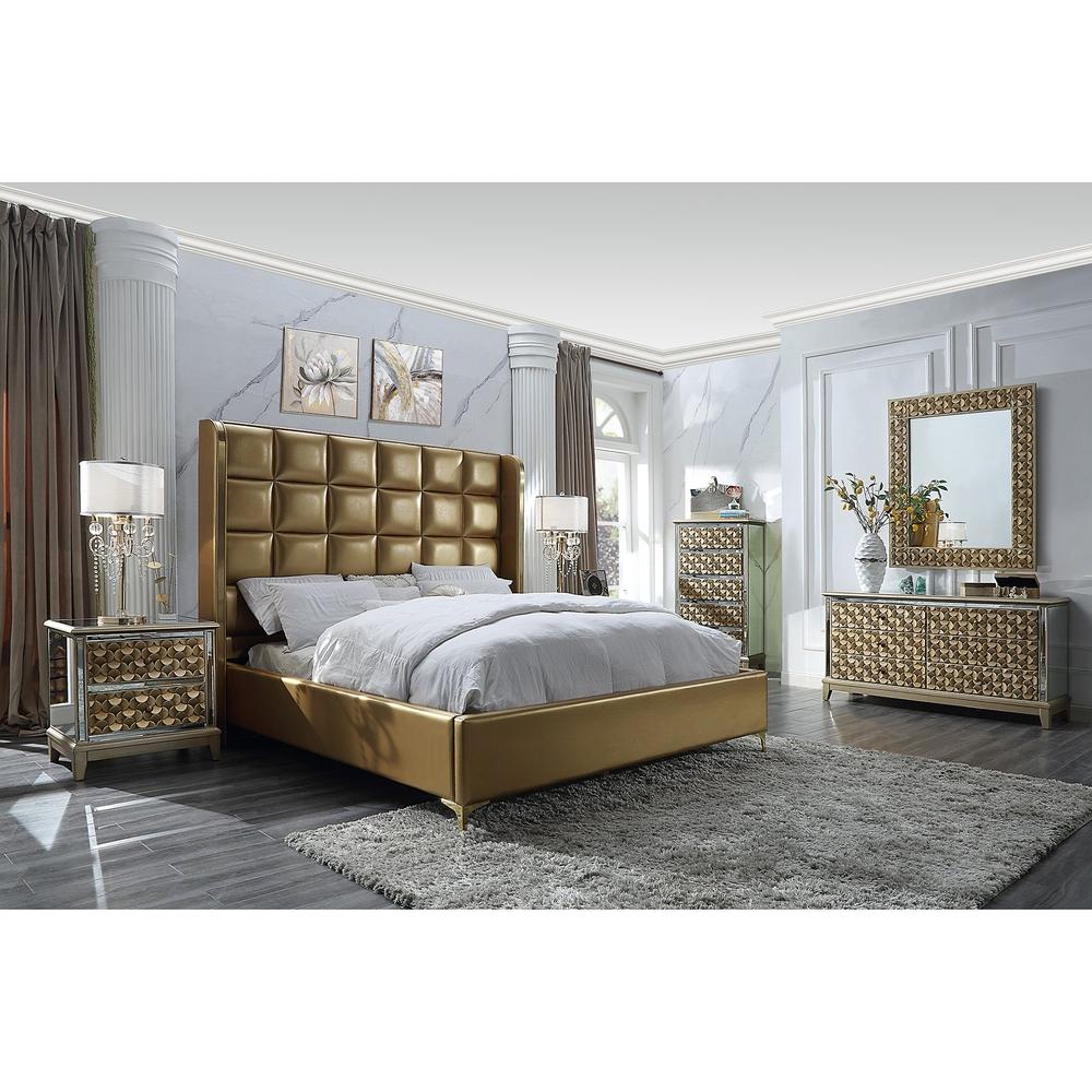 Homey Design Luxury Hd-6065 - Ek 5Pc Bedroom Set-Iron Home Concepts