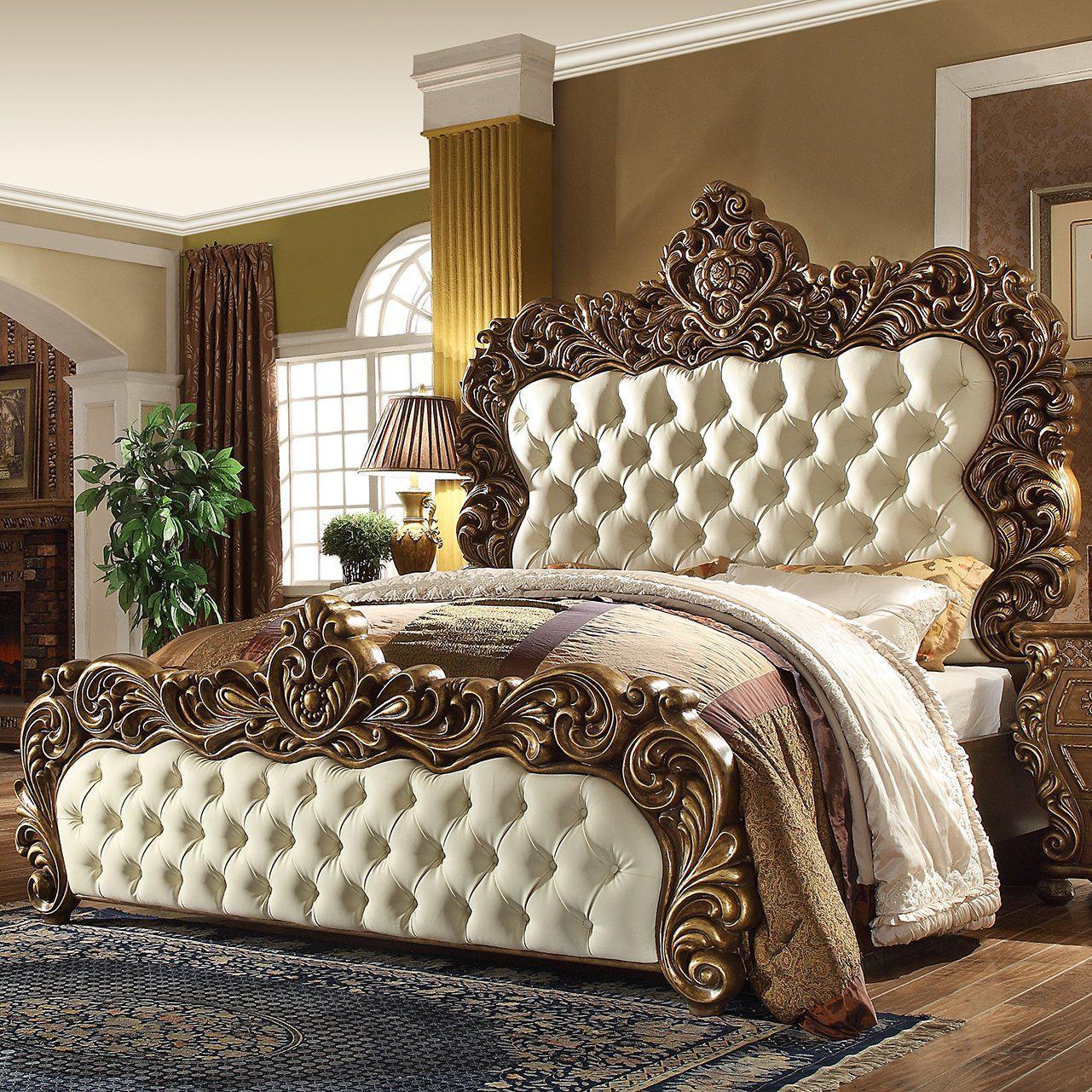 Homey Design Luxury Hd-8011 - Ck Bed-Iron Home Concepts