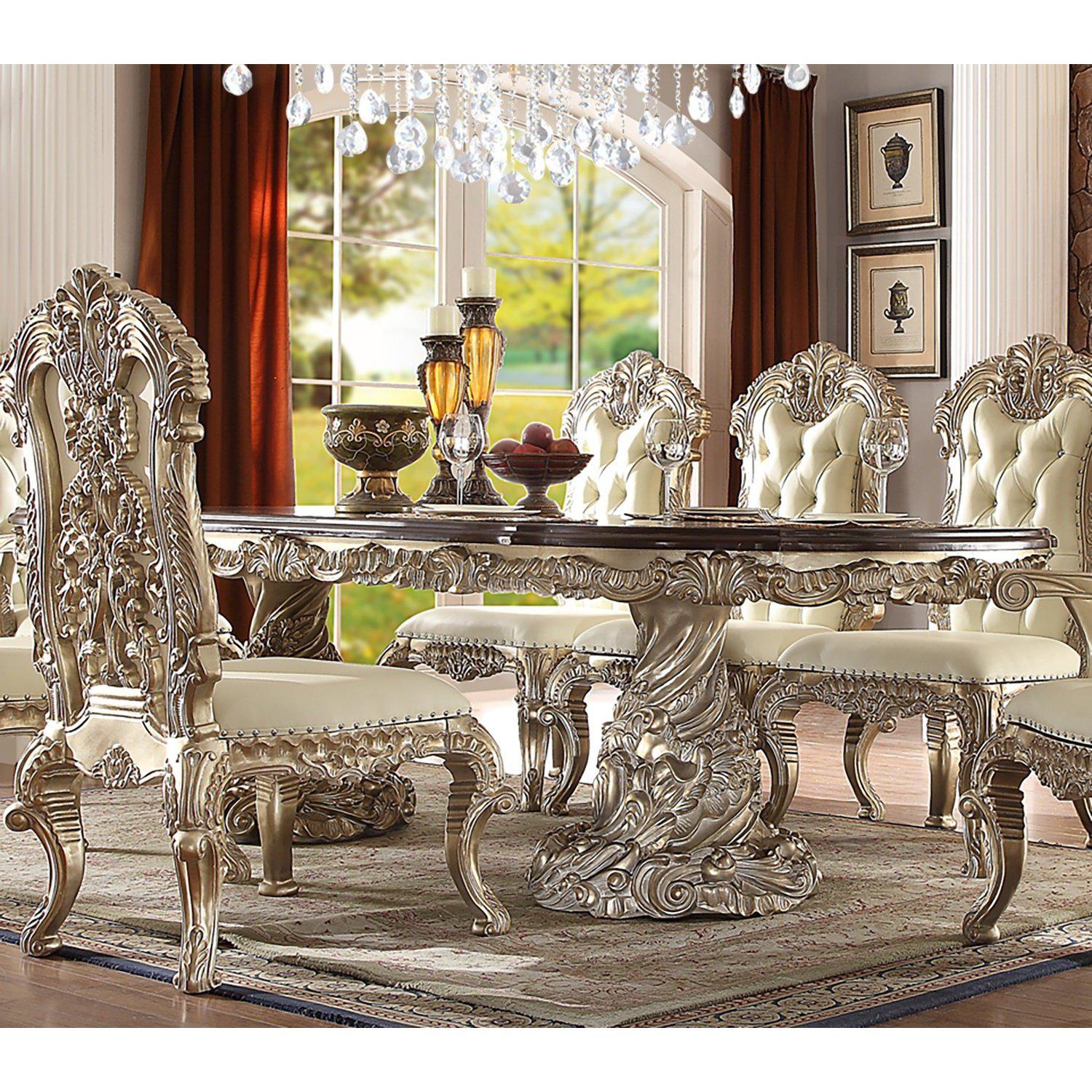 Homey Design Luxury Hd-8017 - 9Pc Dining Table Set-Iron Home Concepts
