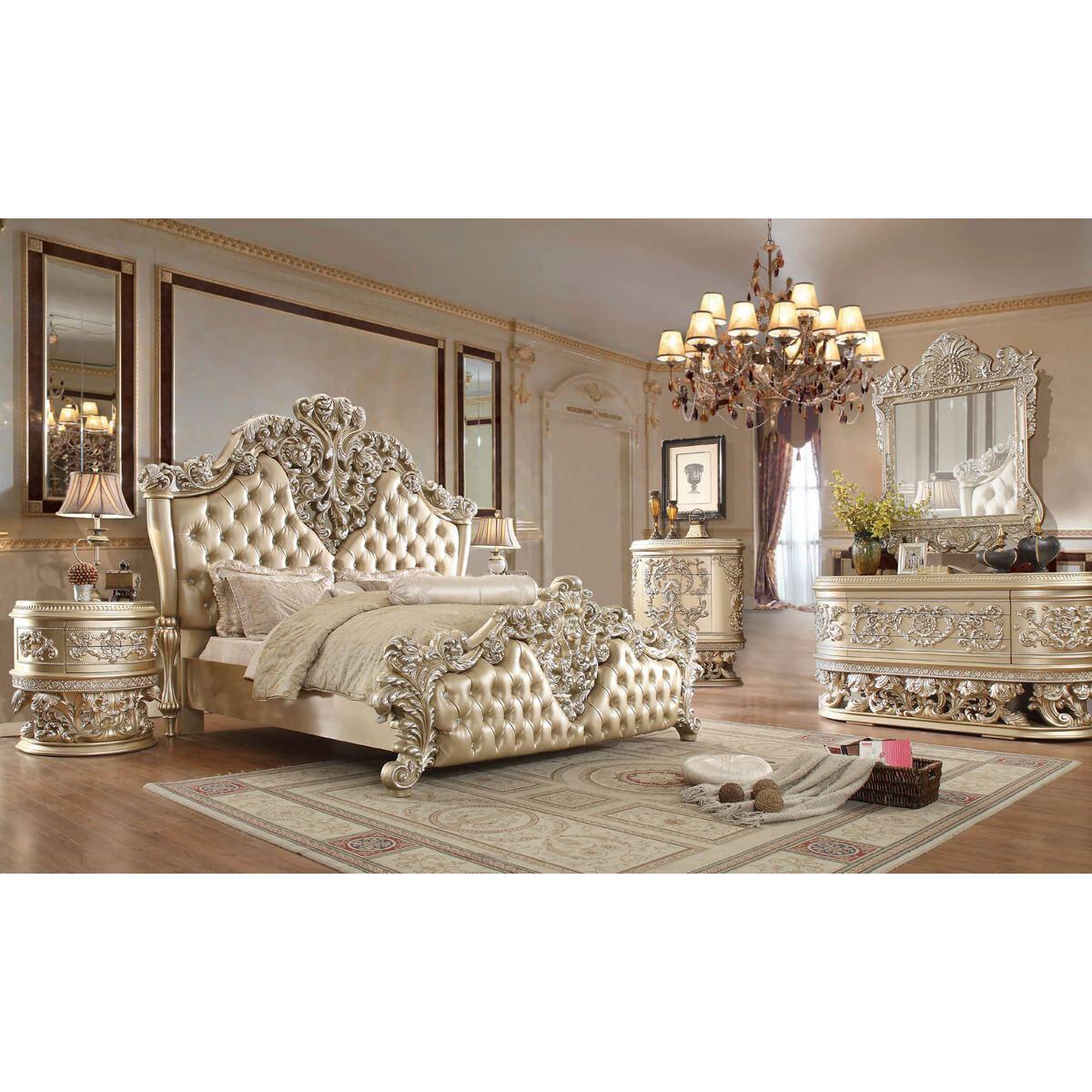 Homey Design Luxury Hd-8022 - Ck 5Pc Bedroom Set-Iron Home Concepts