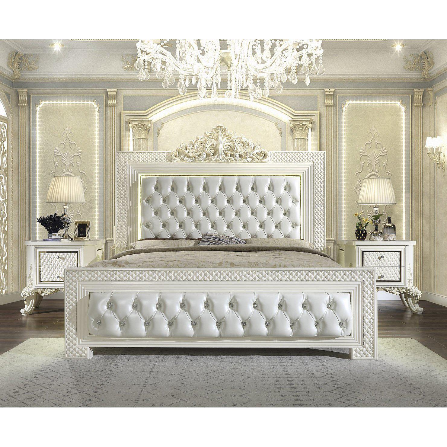 Homey Design Luxury Hd-8091 - Ck 5Pc Bedroom Set-Iron Home Concepts