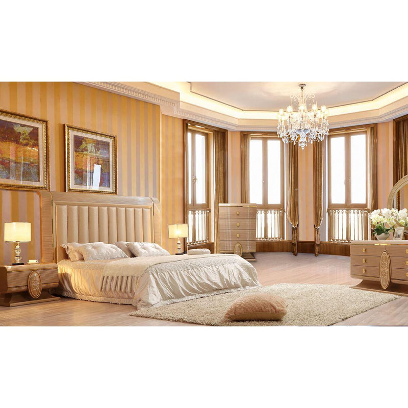 Homey Design Luxury Hd-922 - Ck 5Pc Bedroom Set-Iron Home Concepts