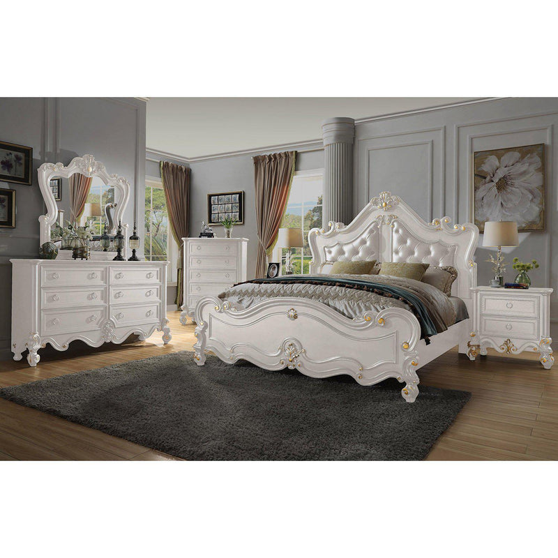 Homey Design Luxury Hd-999 Ivory - Ek 4Pc Bedroom Set-Iron Home Concepts