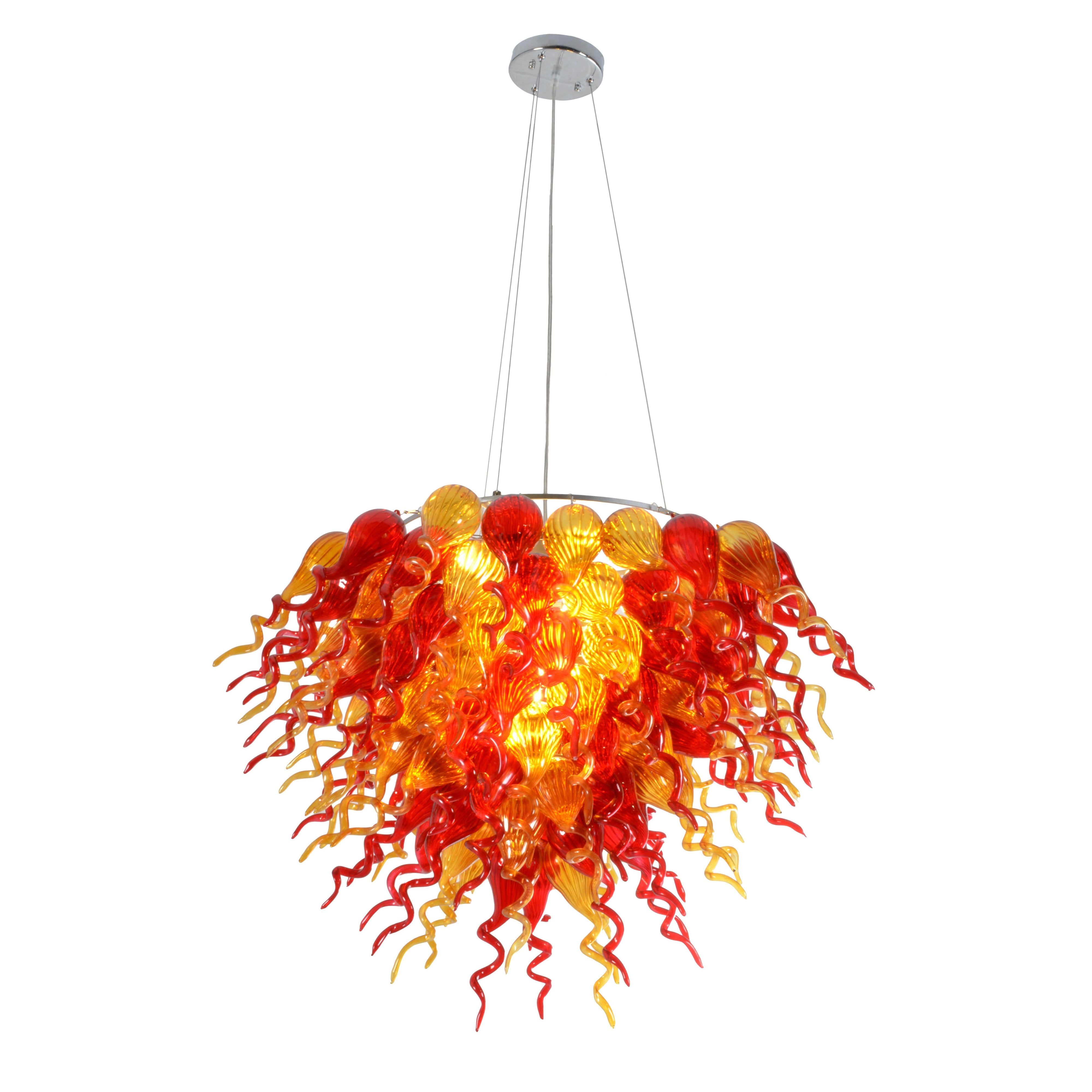 AFD Home Amber and Red Grand Burst Chandelier