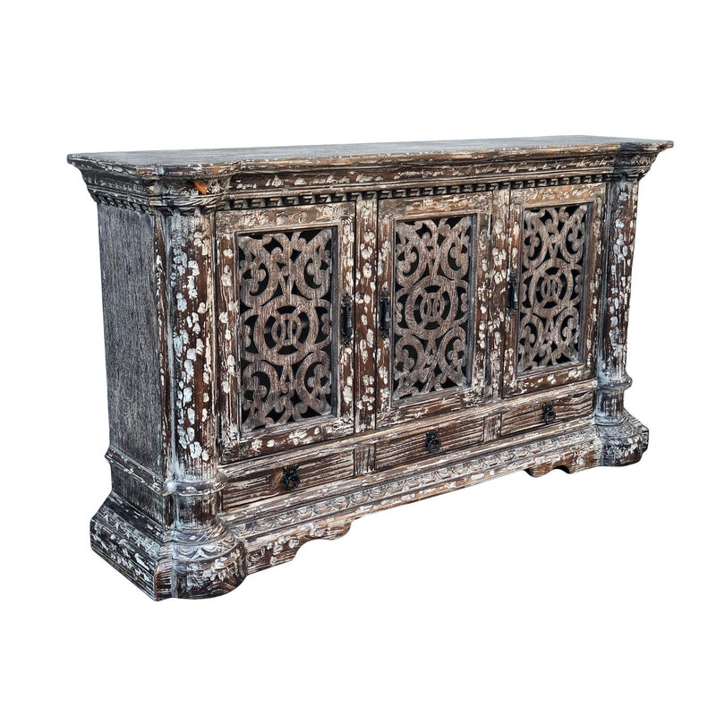 AFD Home Drako Carved 3 Door Buffet Rustic Finish
