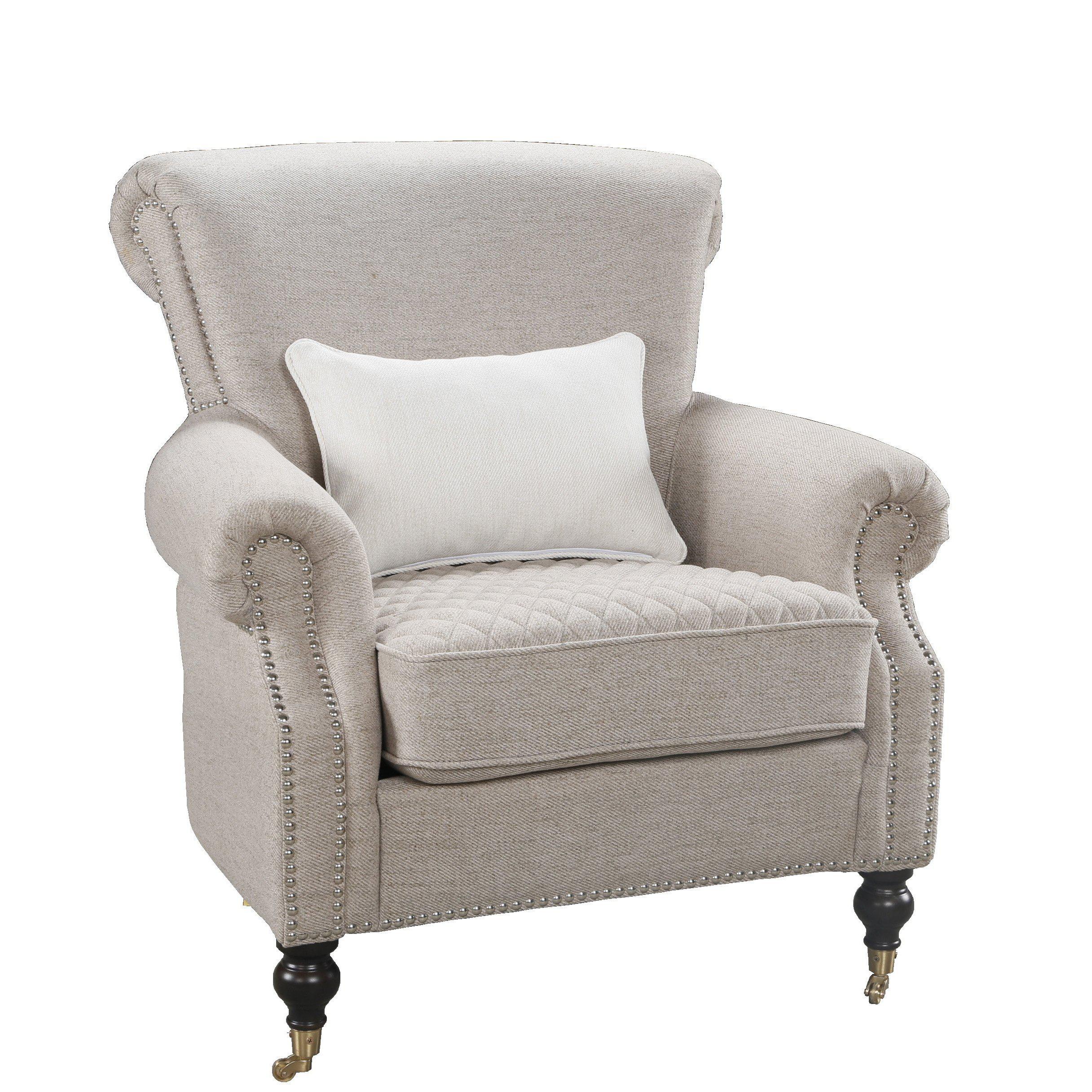AFD Home Vogue Quilted Linen Gray Chair