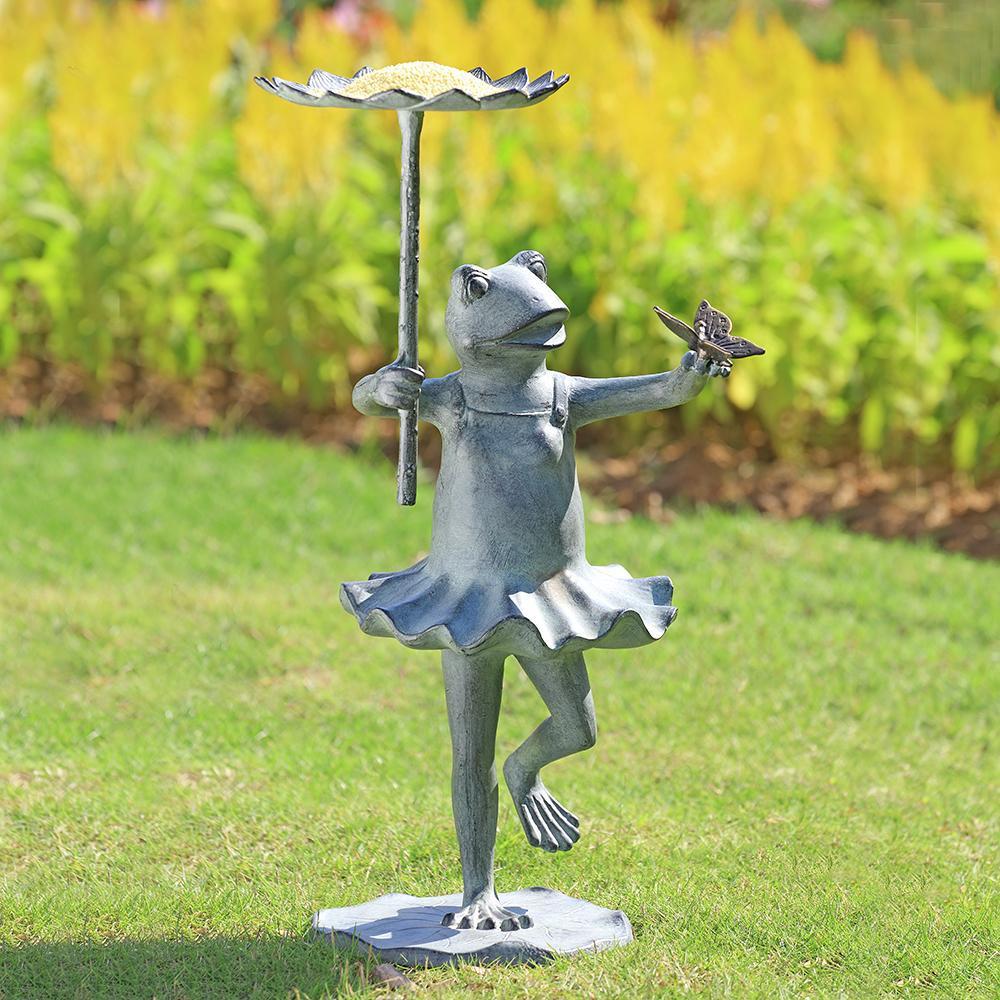 Frog Ballerina Bird Feeder with Butterfly-Iron Home Concepts