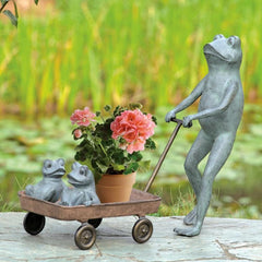 Frog Family with Wagon Planter-Iron Home Concepts