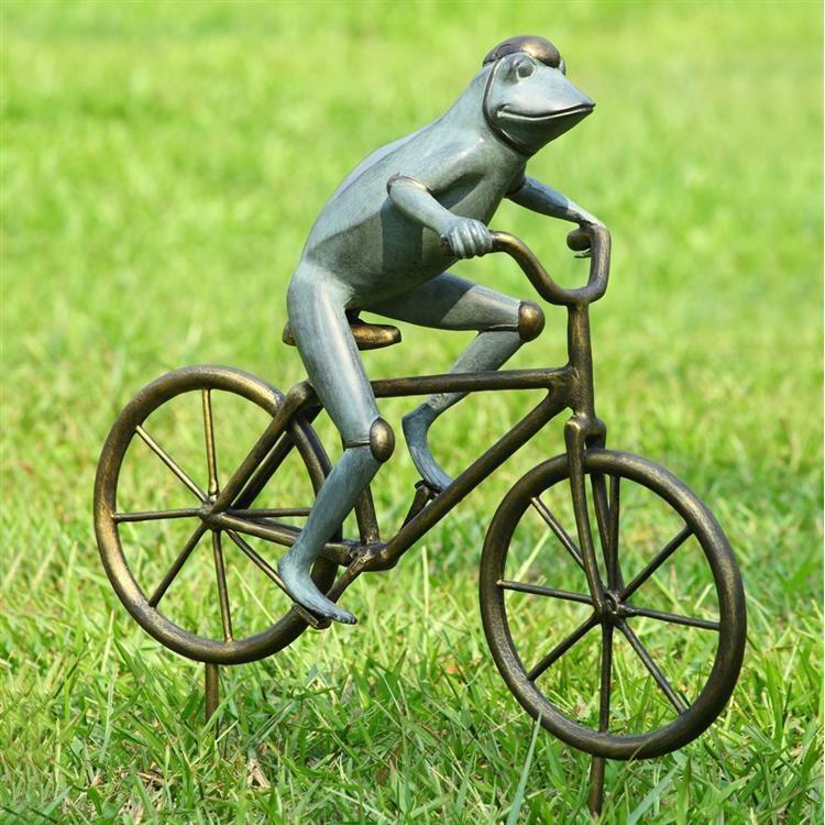Frog on Bicycle Garden Sculpture-Iron Home Concepts