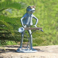 Jazzy Keyboard Frog Garden Sculpture-Iron Home Concepts